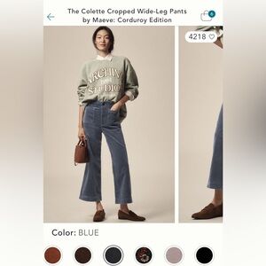 The Colette Cropped Wide-Leg Pants by Maeve: Corduroy Edition